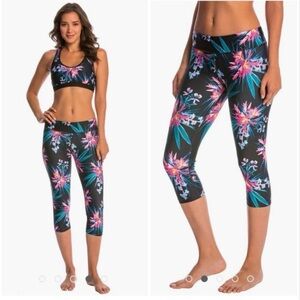 PL Movement by Pink Lotus Tropical Print Cropped Leggings